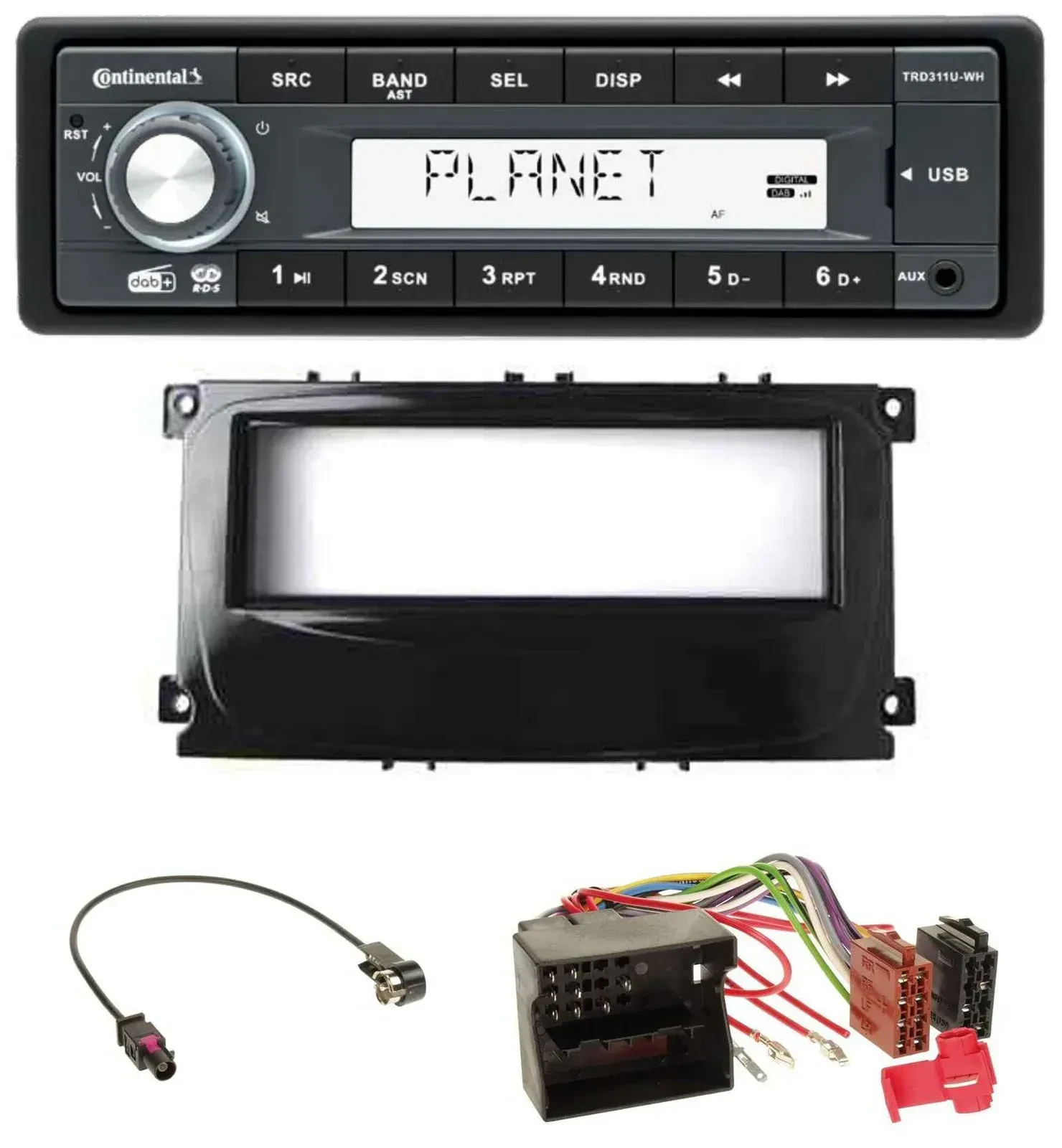 Continental MP3 AUX USB DAB 1DIN Autoradio für Ford C-Max Galaxy Focus ab 2007 g