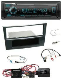 Kenwood Bluetooth Lenkrad DAB USB Autoradio für Opel Corsa D Schwarz 09-14