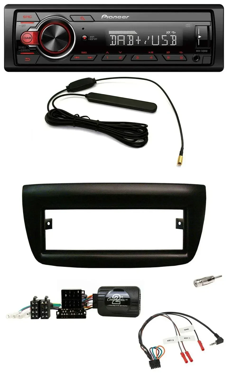 Автомагнитола для Fiat Doblo (2012–2015) Pioneer 1-DIN, DAB, MP3, USB, черный