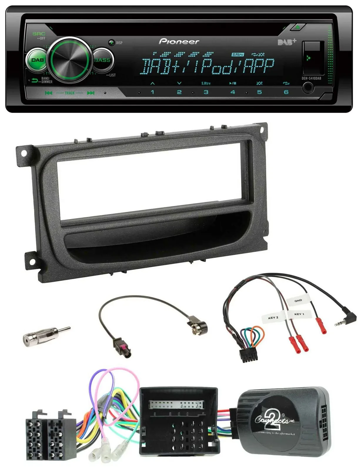 Автомагнитола Pioneer USB MP3 DAB CD для Ford Mondeo/S-Max 2007–2014, черный