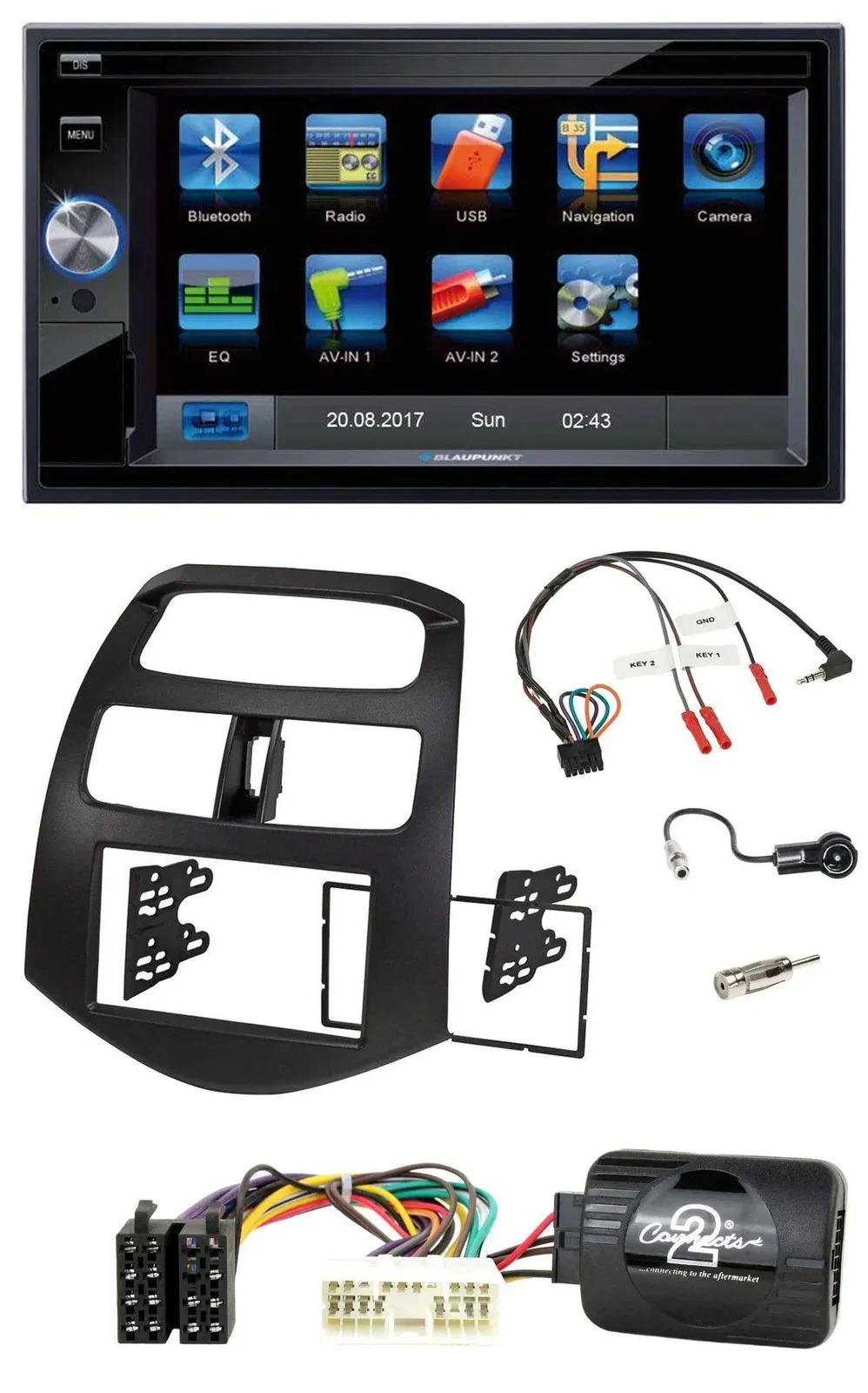 Blaupunkt SD Bluetooth 2DIN MP3 USB Lenkrad Autoradio für Chevrolet Spark KLM 20