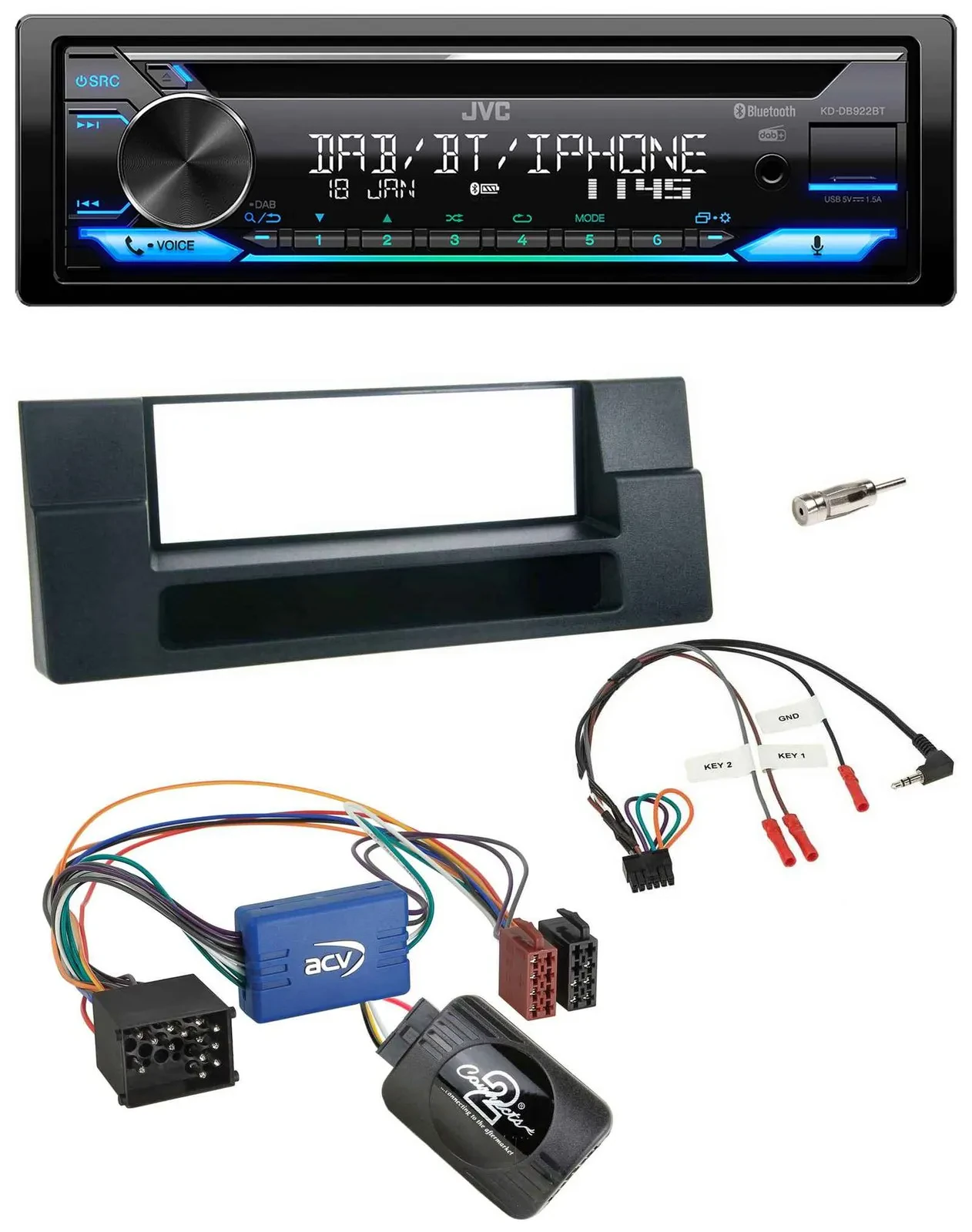 JVC Bluetooth Lenkrad USB DAB CD Autoradio für BMW 5er E39 96-04 Aktivsystem Abl