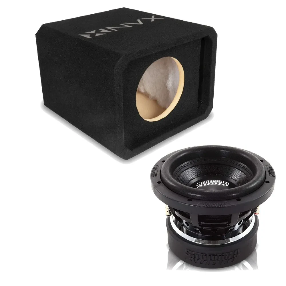 NVX NE81P Single 8" Slot Ported 3/4" MDF Subwoofer Enclosure w/ Car Subwoofer