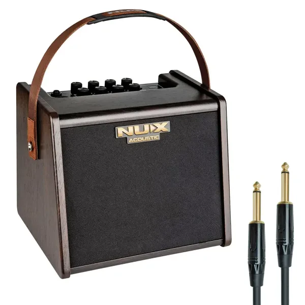 Nux AC-25 Tragbarer Akustik-Verstärker Amp für Gitarre und Bass + Klinkenkabel