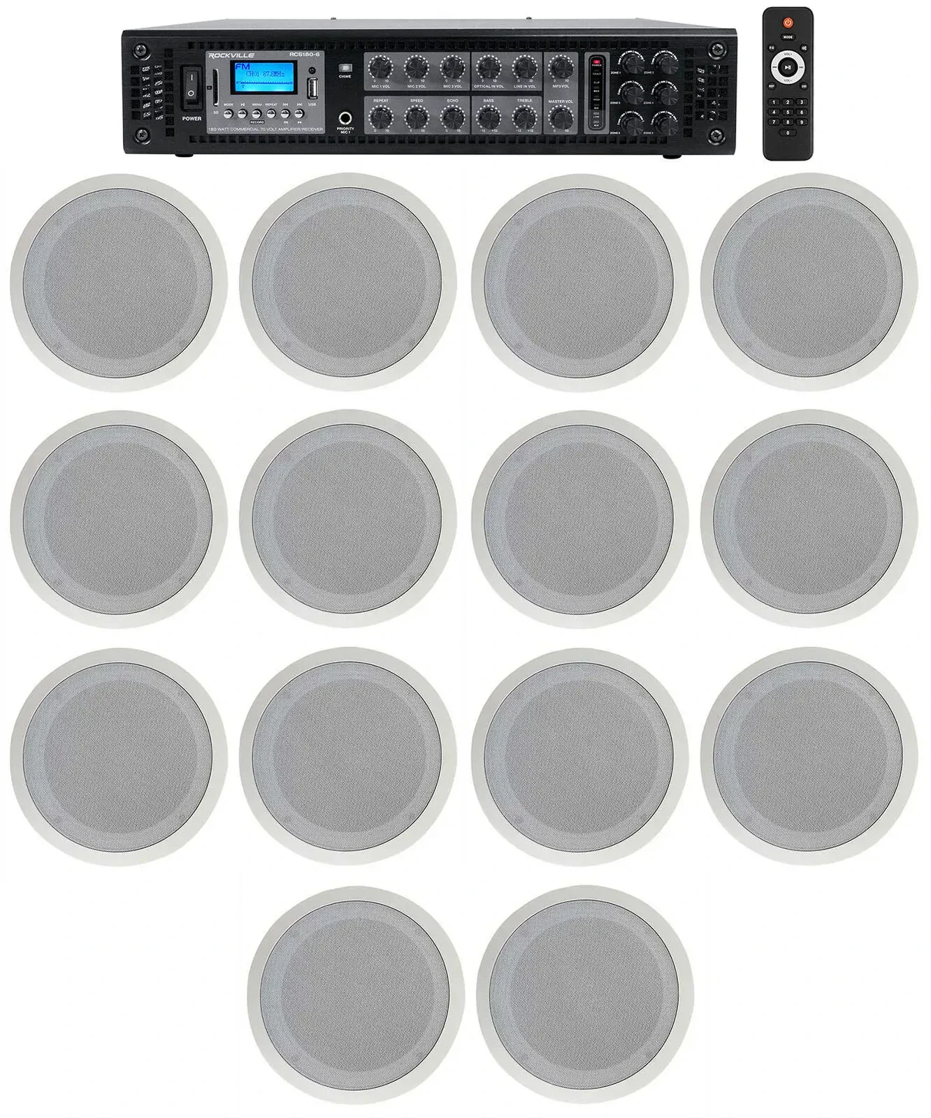 Потолочная акустика Rockville RCS180-6+(7) CC80T White с усилителем (14 штук)