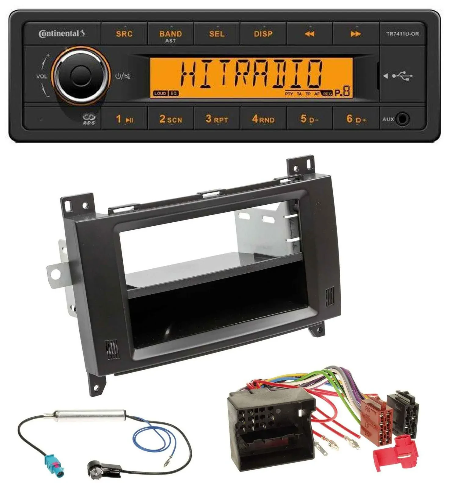 Автомагнитола для Mercedes Viano/Vito (2006–2014) Continental 1 DIN, USB, AUX, MP3, чёрный