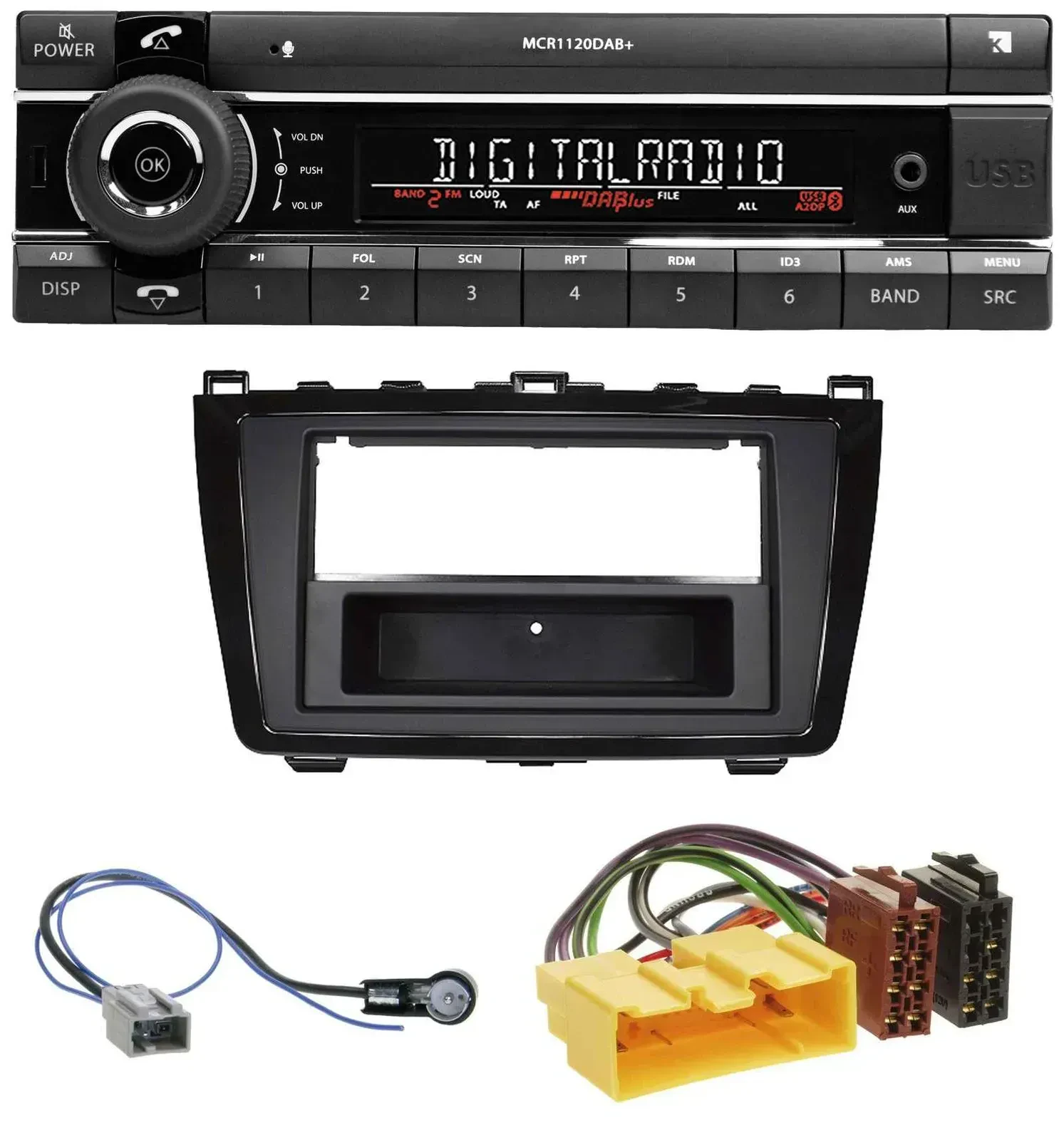Kienzle Bluetooth MP3 USB DAB Autoradio für Mazda 6 (08-12) - glänzend