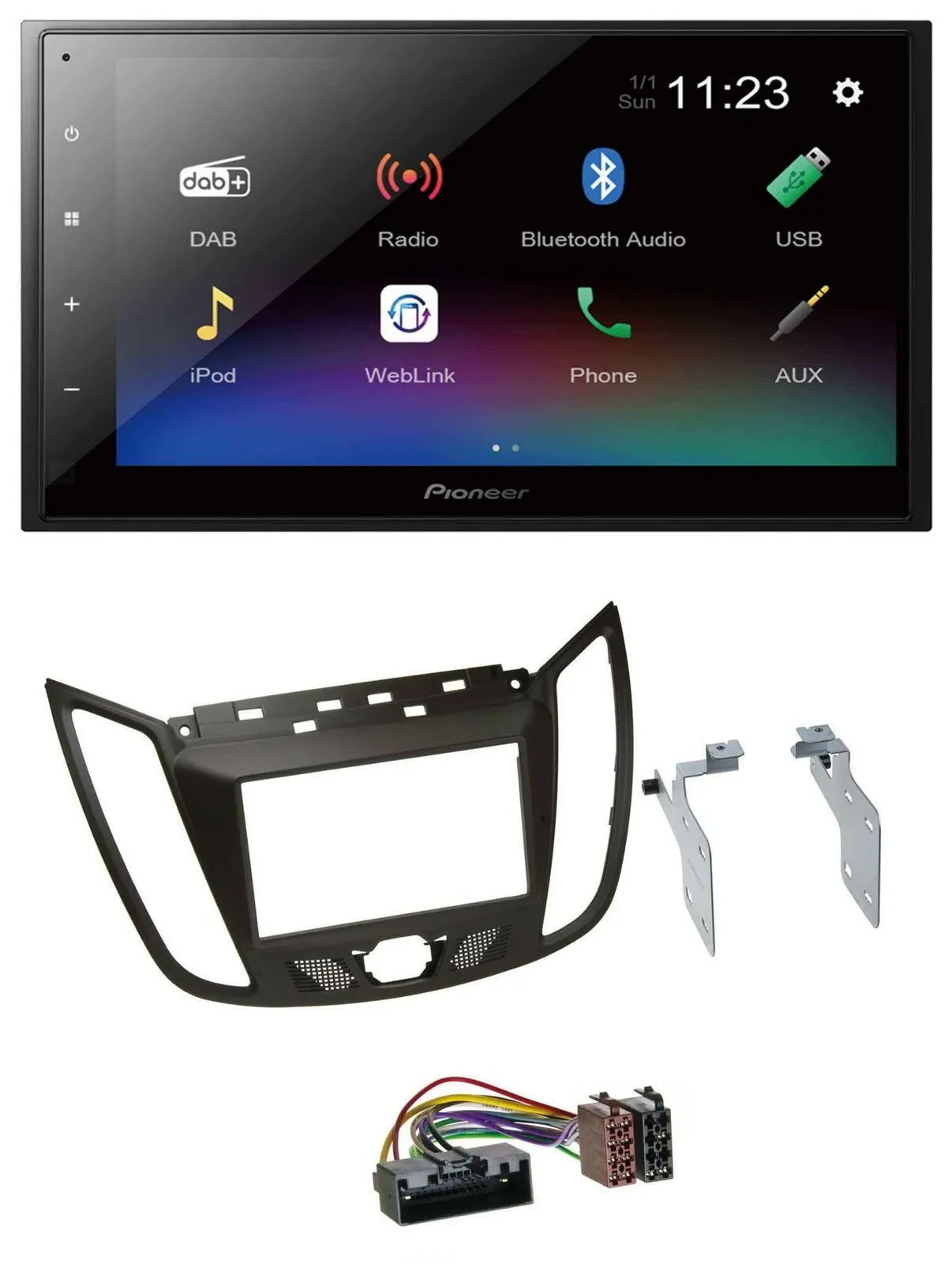 Pioneer USB Bluetooth DAB 2DIN MP3 Autoradio für Ford C-Max (ab 10) braun