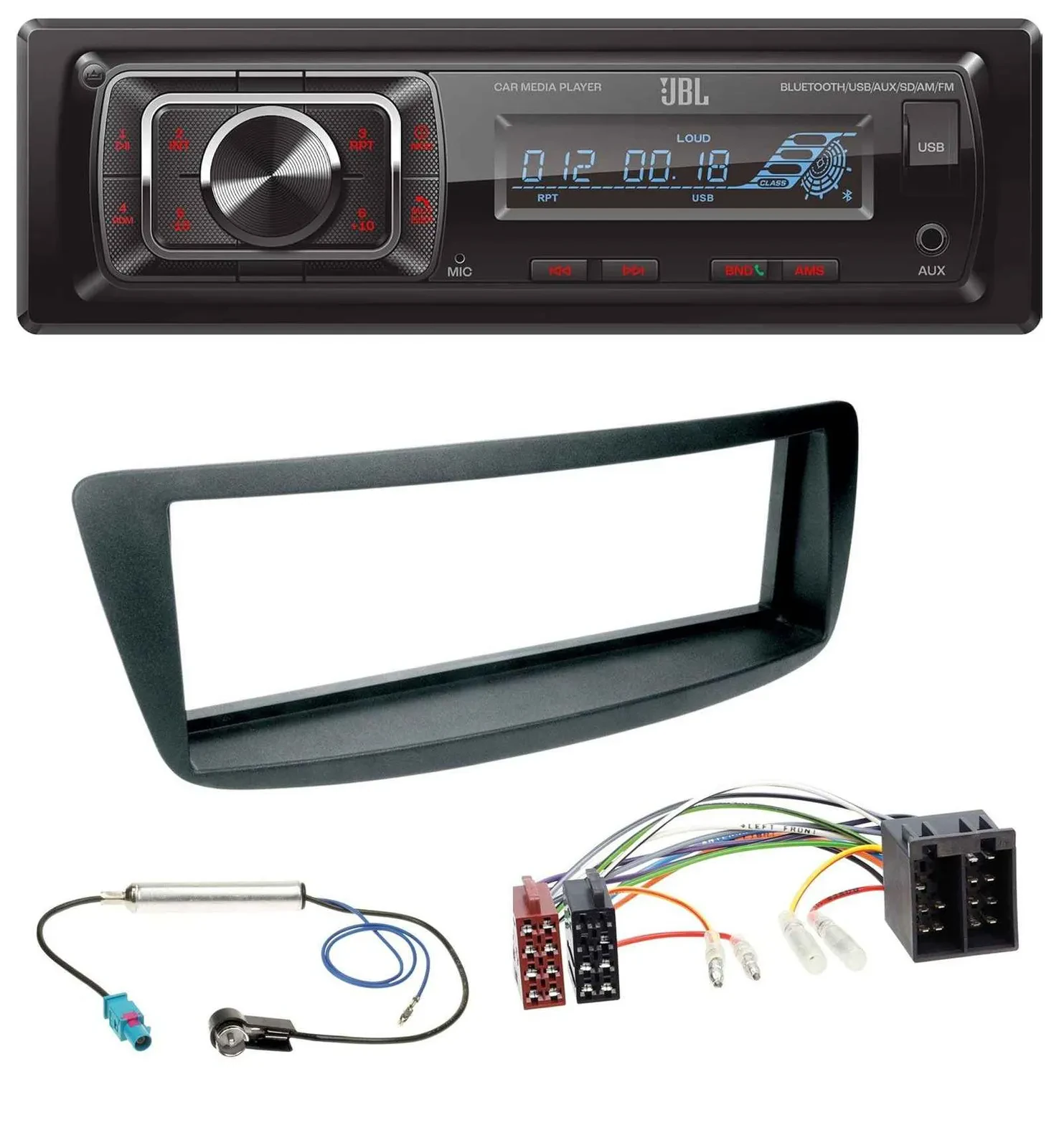 JBL SD AUX MP3 USB Bluetooth Autoradio für Citroen C1 Peugeot 107 Fakra Phantome