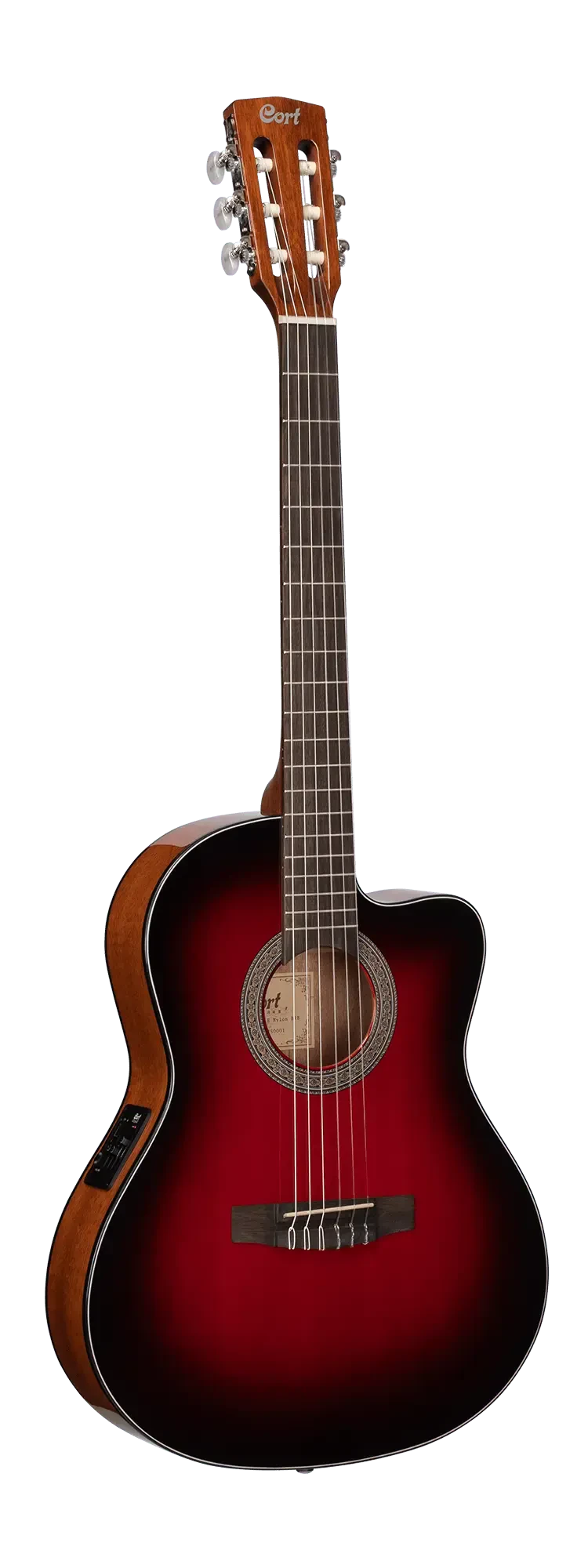 Классическая гитара с подключением Cort JADE E Nylon Burgundy Red Burst