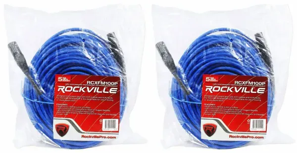 Микрофонный кабель Rockville RCXFM100P-BL Blue 30.5 м (2 штуки)