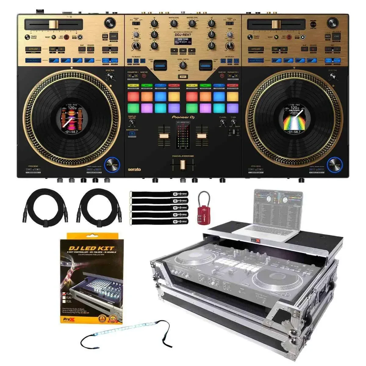 DJ-контроллер с джогом Pioneer DDJ-REV7-N Limited Edition Gold с аксессуарами