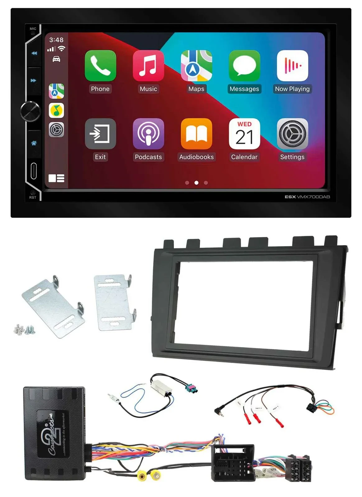 ESX 2DIN DAB USB Lenkrad Bluetooth Autoradio für VW Polo ab 2018 MIB II Infoadap