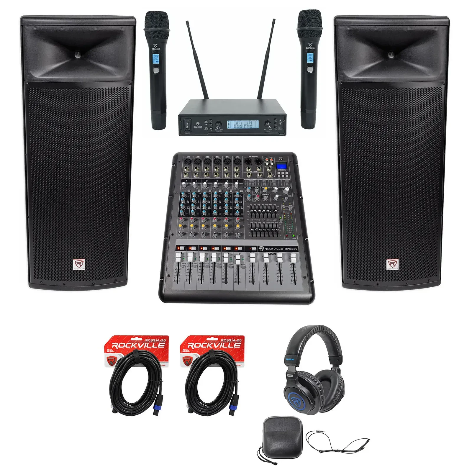 Пассивная акустическая система Rockville SPGN258 Black с микшером и аксессуарами (пара)