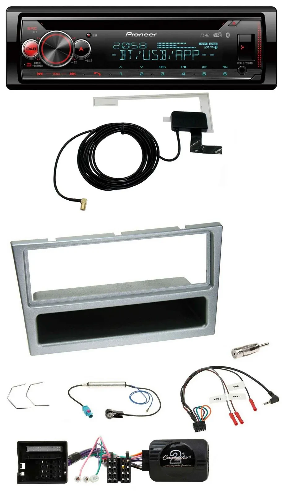 Pioneer DAB CD Lenkrad USB Bluetooth Autoradio für Opel Corsa C Tigra Meriva sil