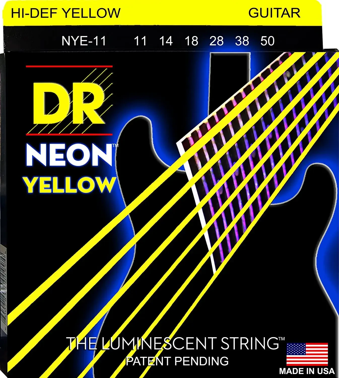 Струны для электрогитары DR Strings NYE-11 Neon Yellow 11-50