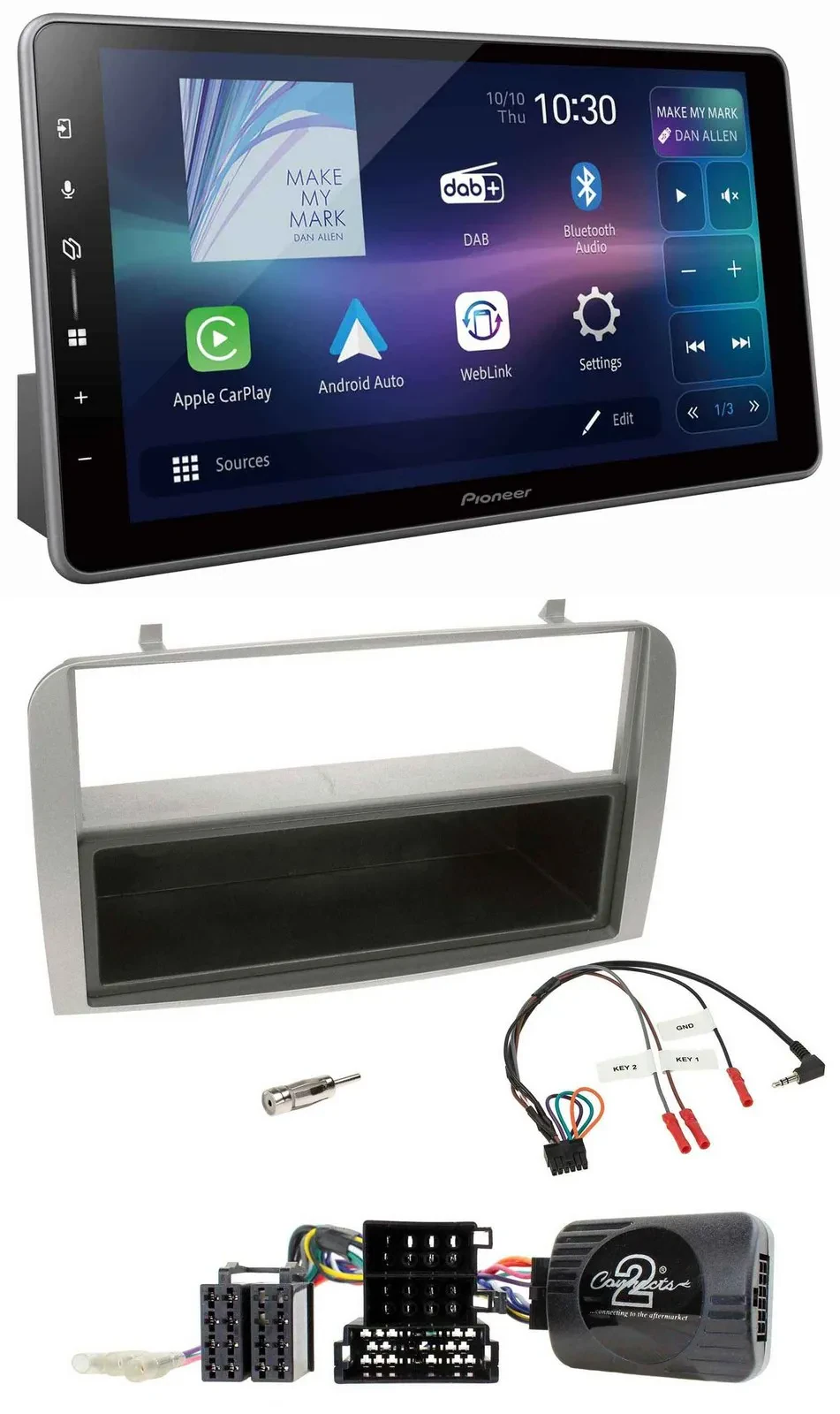 Pioneer Bluetooth USB DAB Lenkrad Autoradio für Alfa GT 147 07-10 silber Ablagef