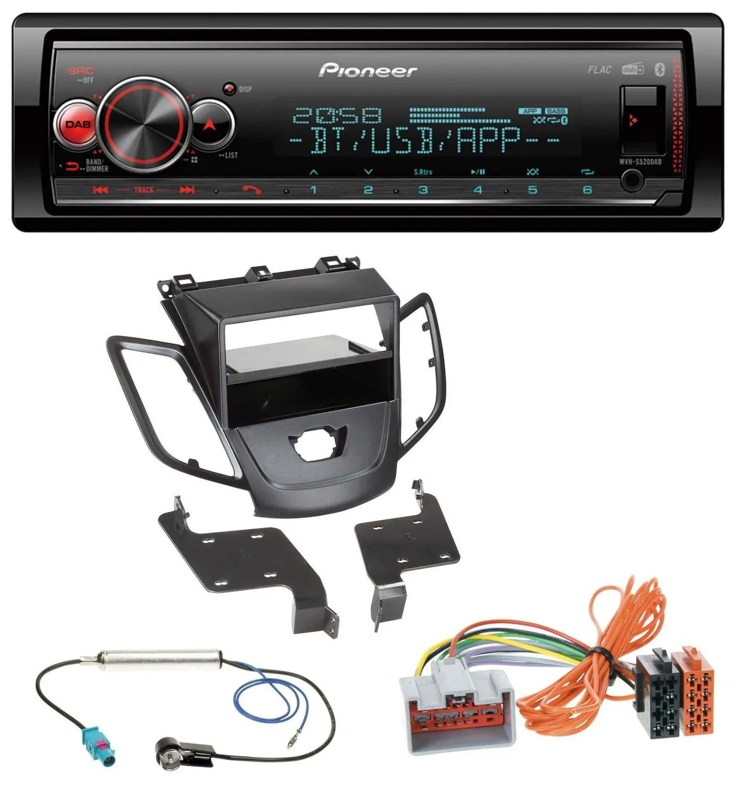 Автомагнитола Pioneer Bluetooth USB MP3 DAB для Ford Fiesta JA8 (2008–2010)