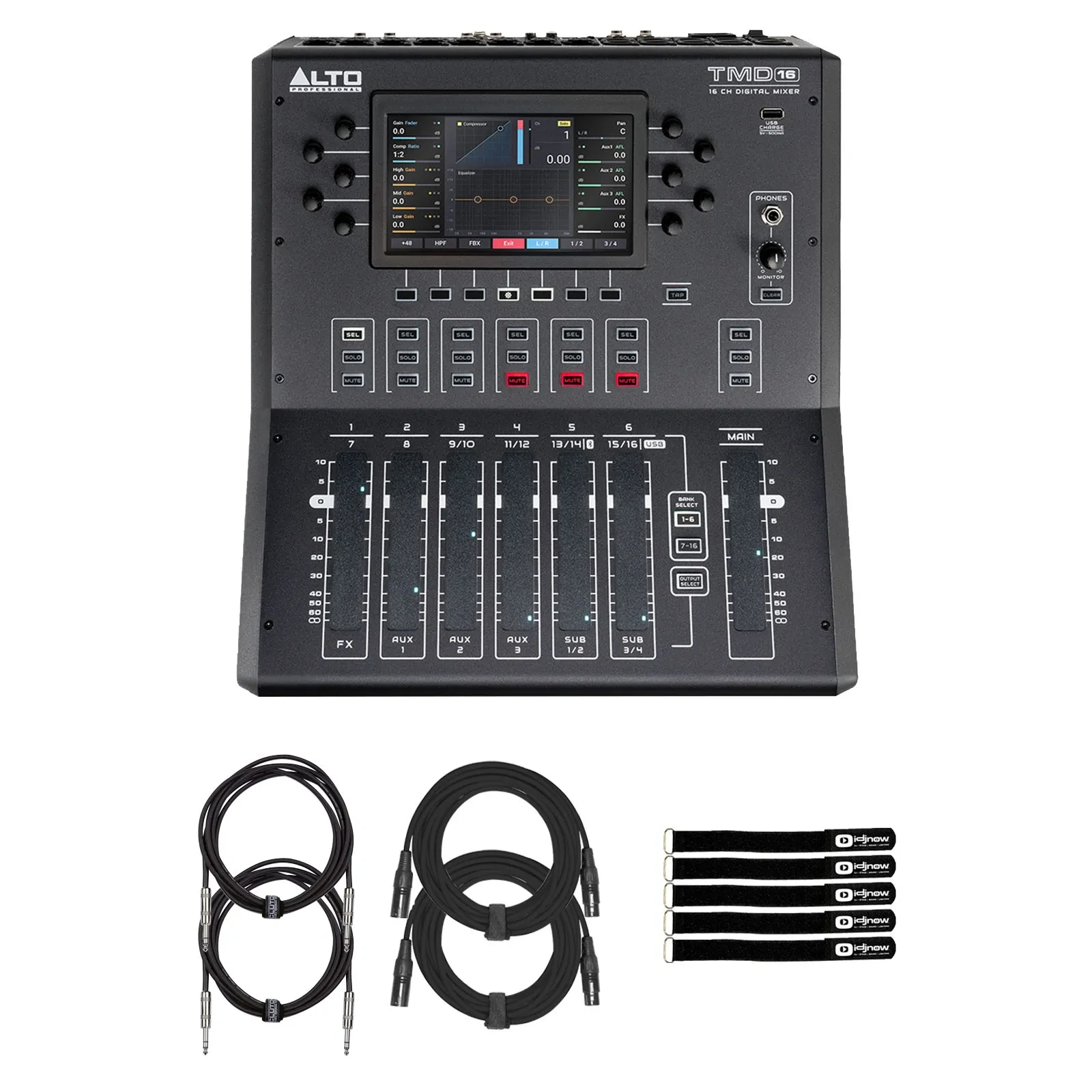 Alto Professional TMD16 16-Channel Digital Mixer Bluetooth & USB w Cables