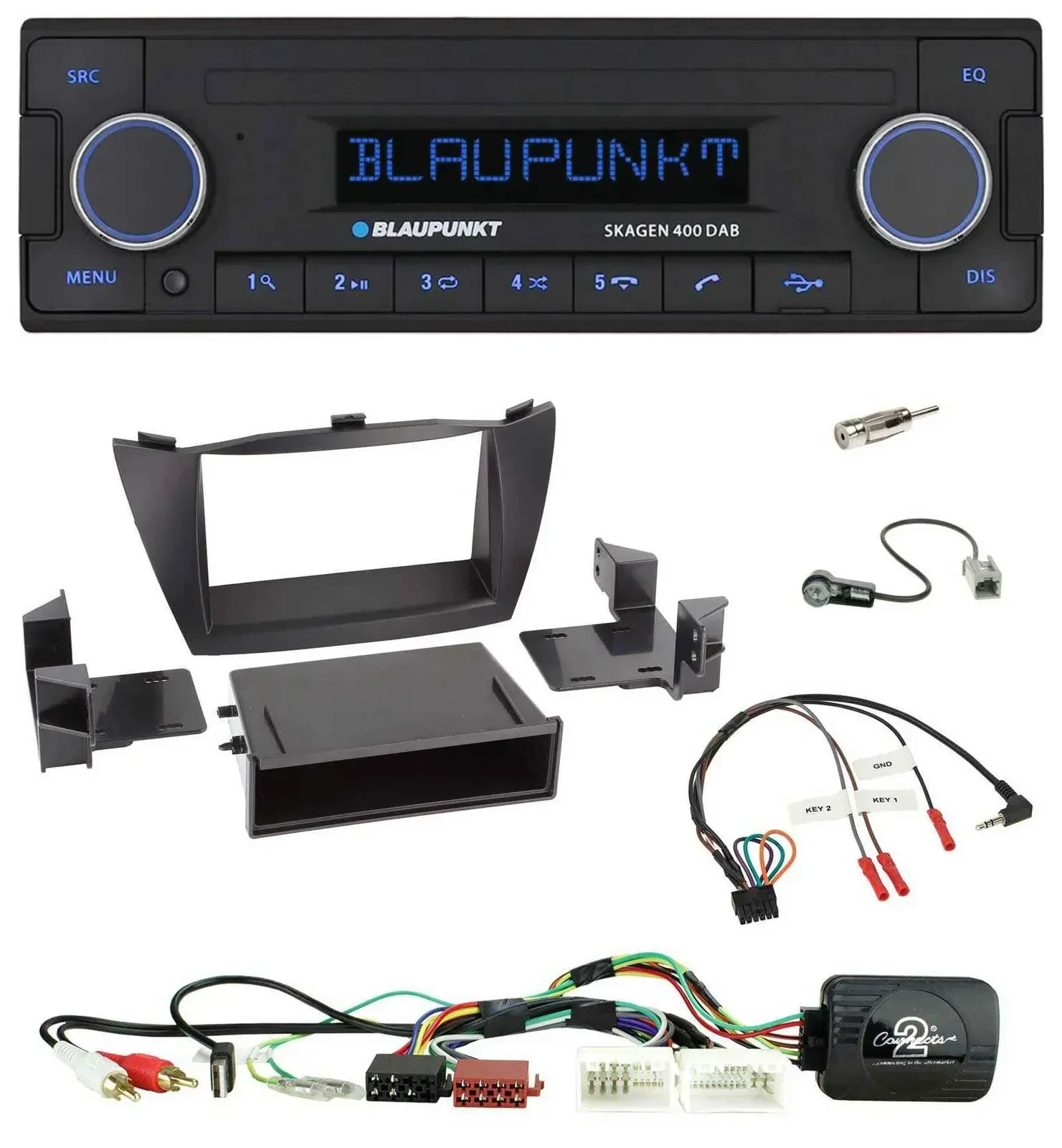 Автомагнитола для Hyundai Tucson 2010–2015 Blaupunkt DAB, USB, Bluetooth, поддержка кнопок на руле