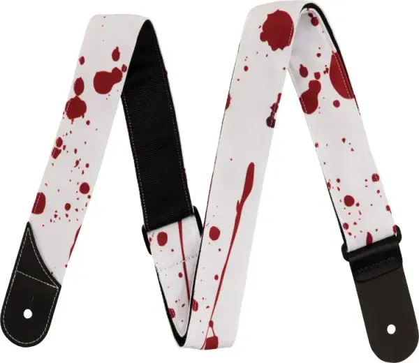 Jackson Guitars Blood Splatter Guitar Strap, White and Red, 2" Wide