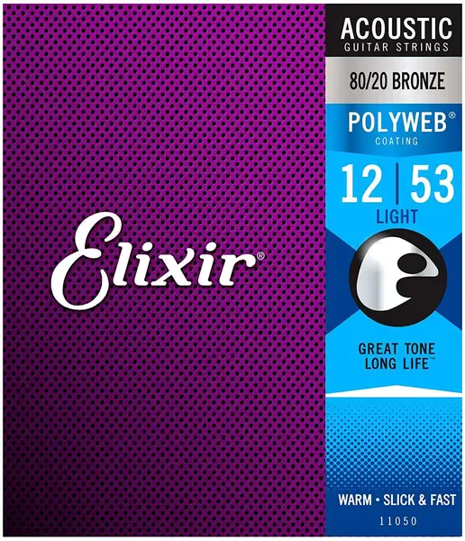 Струны для акустической гитары Elixir Polyweb 11050 12-53, бронза