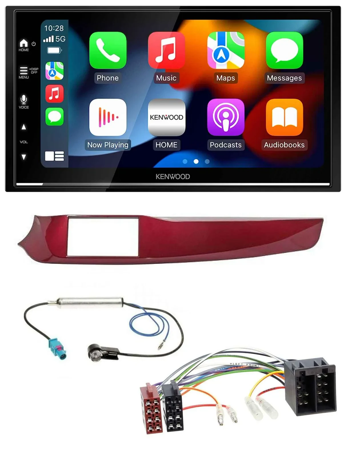 Автомагнитола для Alfa Romeo Giulietta 2010–2013 Kenwood 2DIN, DAB, USB, Bluetooth, MP3, красный глянец