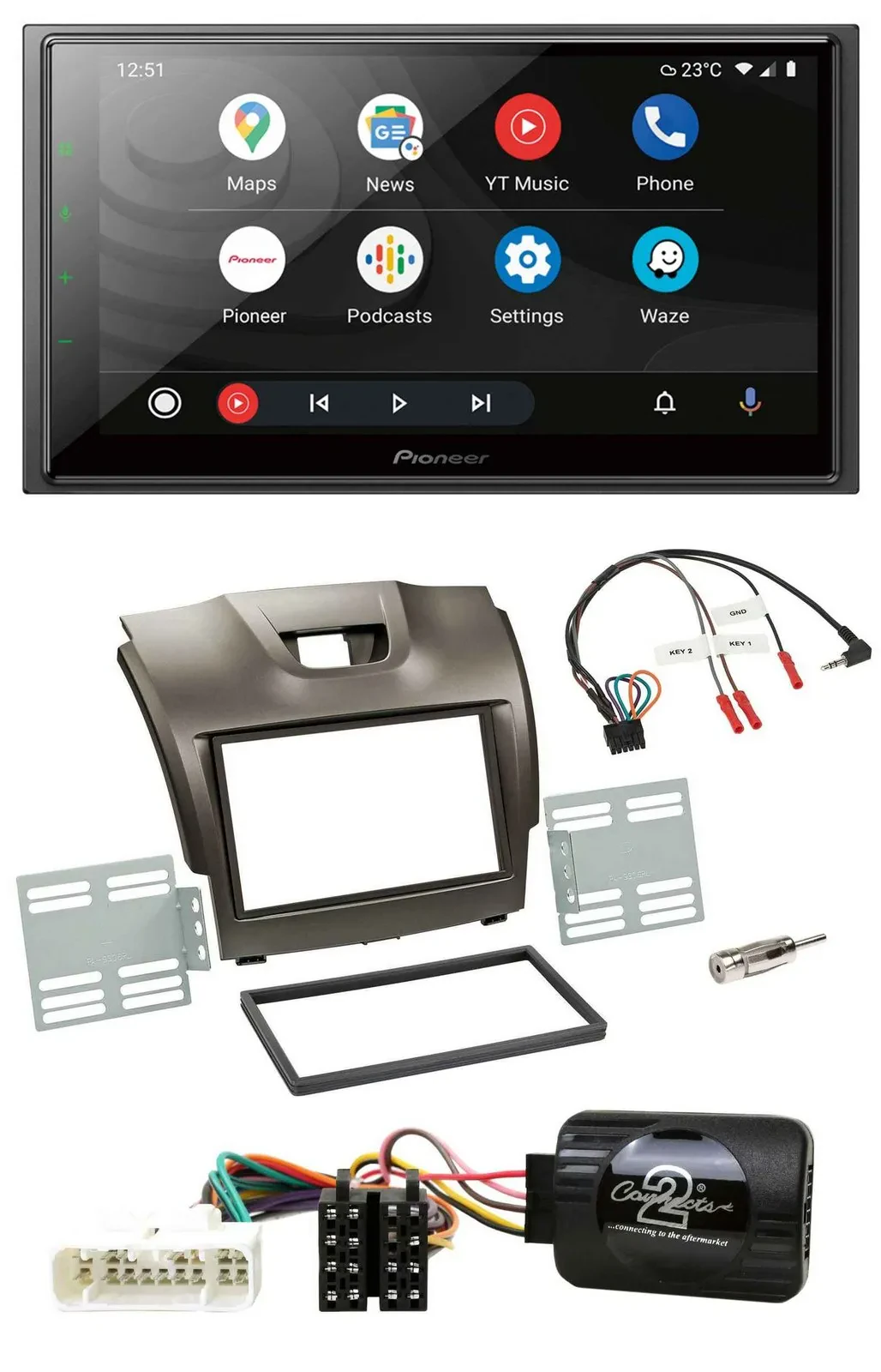 Автомагнитола Pioneer 2 DIN USB DAB Bluetooth для Isuzu D‑Max (с 2012), серый