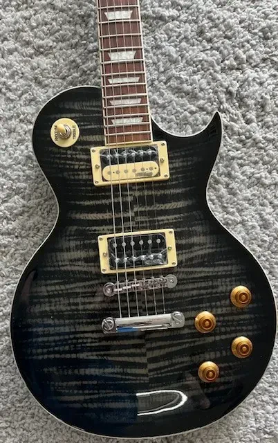 Vintage V100TBK ReIssued Electric Guitar ~ Flamed thru Black - ON SALE !