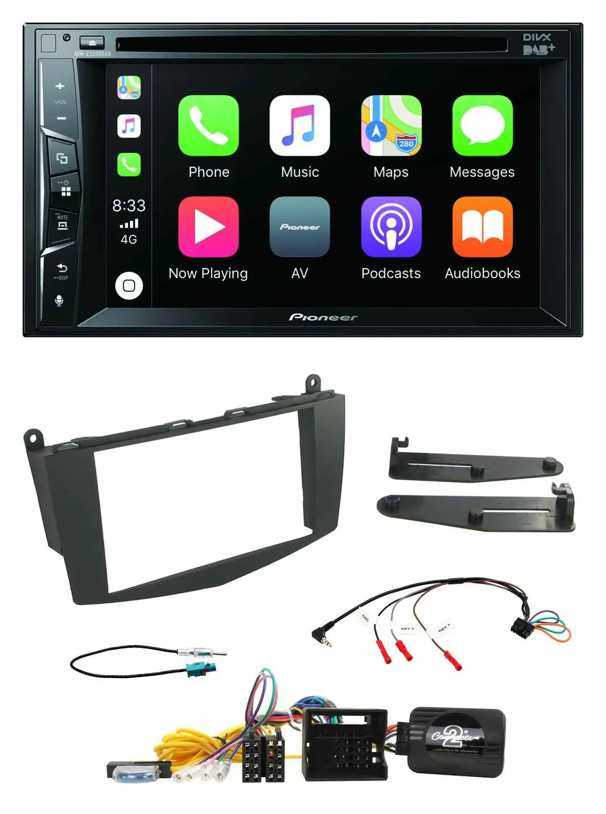 Pioneer Lenkrad USB DVD Bluetooth DAB 2DIN Autoradio für Mercedes C-Klasse 07-11