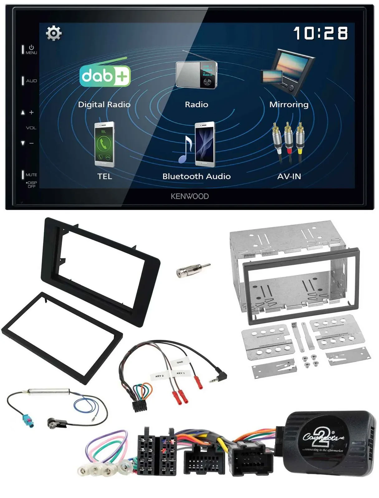 Kenwood 2DIN Bluetooth Lenkrad USB DAB Autoradio für Saab 9-5 2008-2010