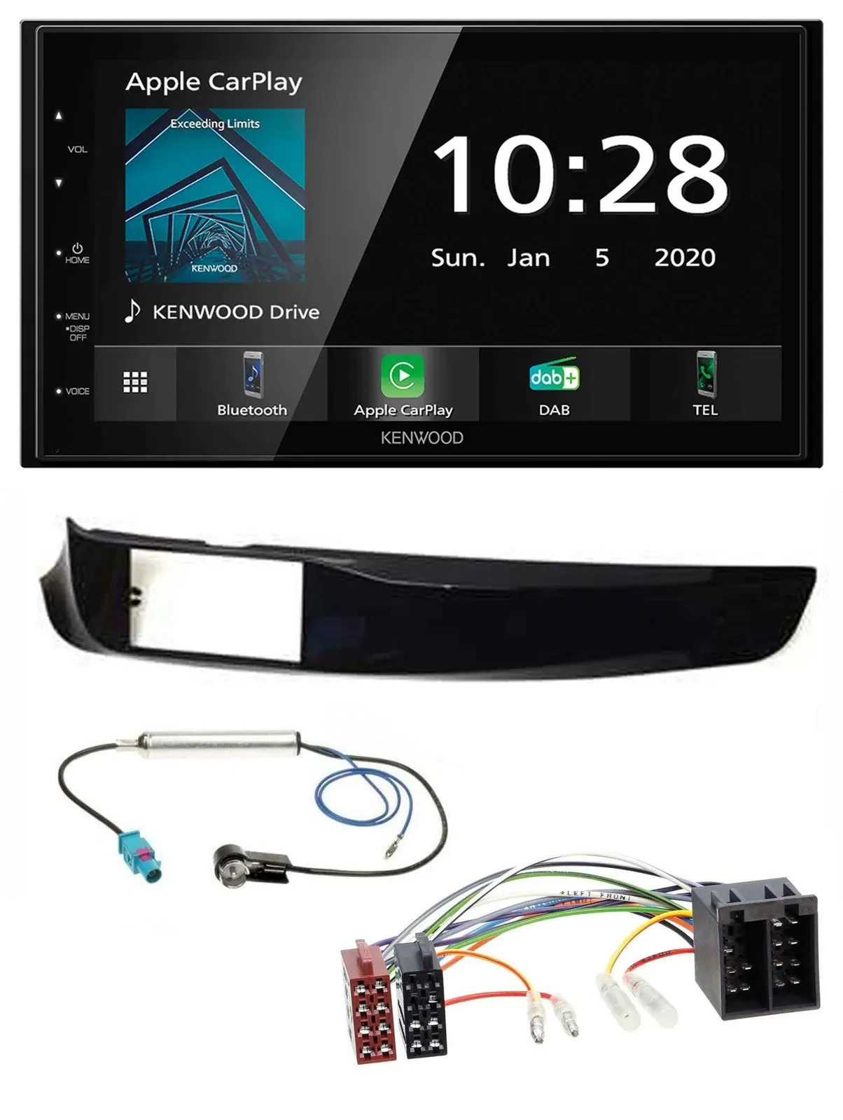 Kenwood Bluetooth MP3 DAB USB 2DIN Autoradio für Alfa Giulietta schwarz glänzend