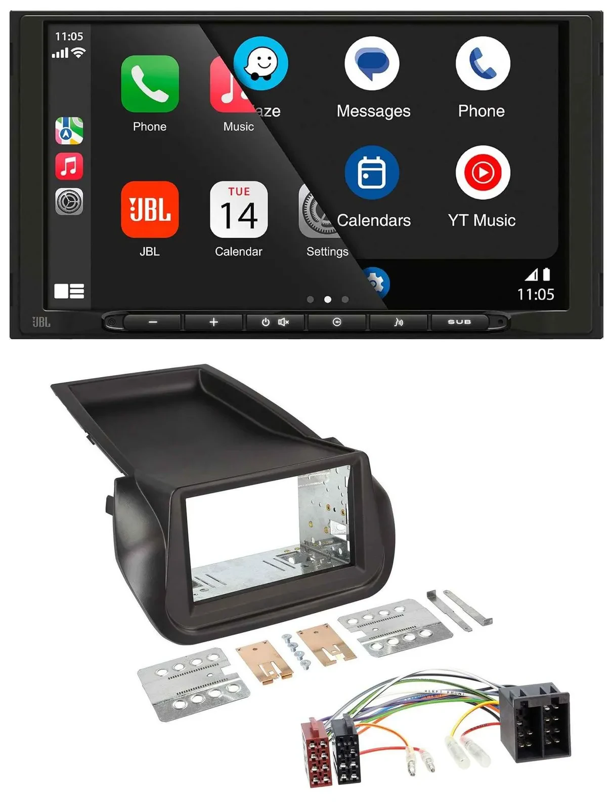 JBL USB 2DIN MP3 Bluetooth AUX Autoradio für Citroen Nemo Fiat Fiorino Peugeot B