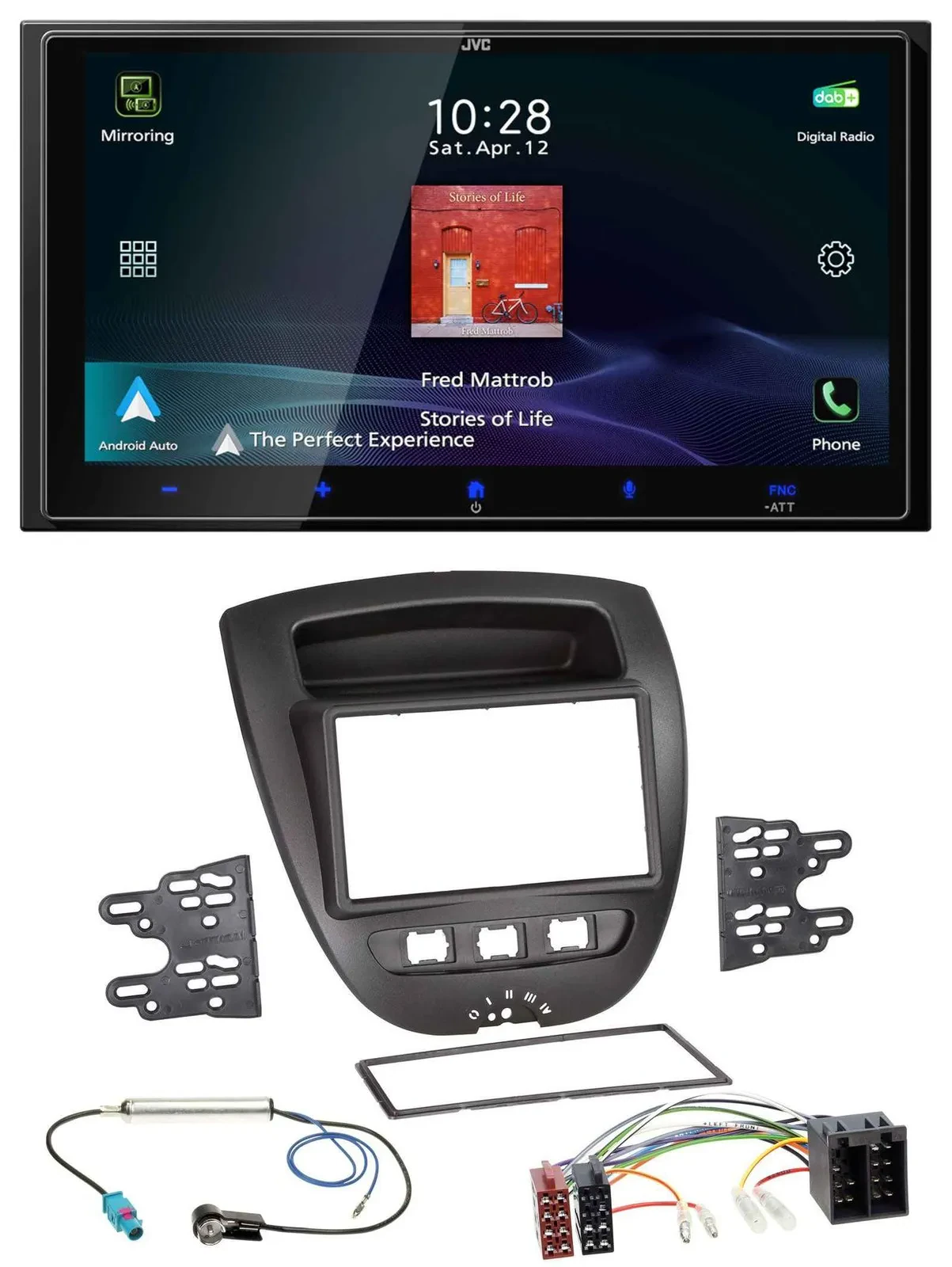 JVC USB Bluetooth 2DIN DAB MP3 Autoradio für Toyota Aygo Peugeot 107 Citroen C1