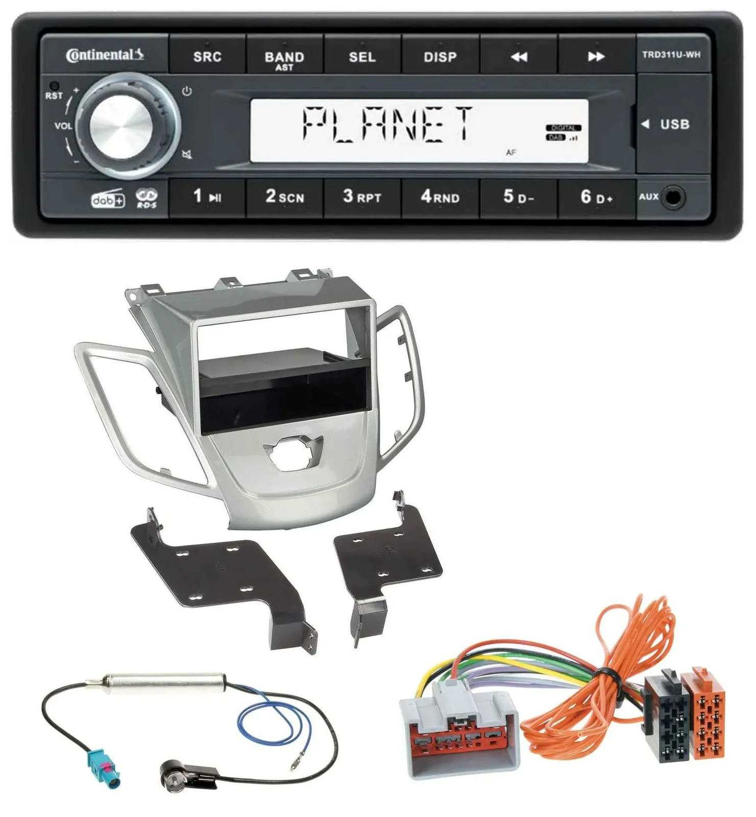 Continental MP3 AUX USB DAB 1DIN Autoradio für Ford Fiesta 08-10 JA8 ohne Displa