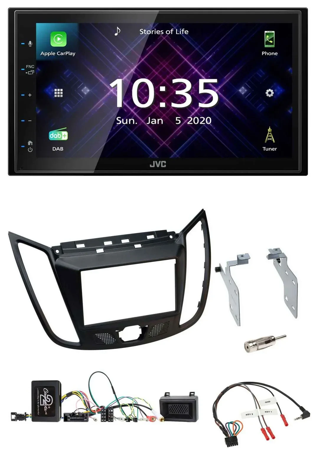 JVC DAB 2DIN Lenkrad Bluetooth USB Autoradio für Ford Kuga DM2 ab 2013