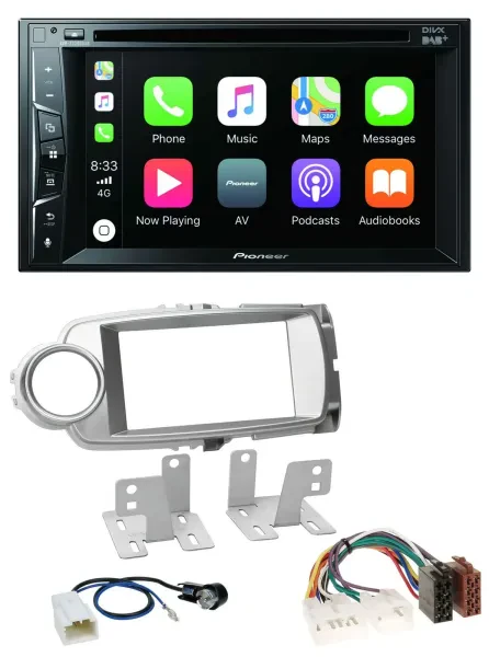 Pioneer MP3 USB DVD Bluetooth DAB 2DIN Autoradio für Toyota Yaris 2011-2014 silb