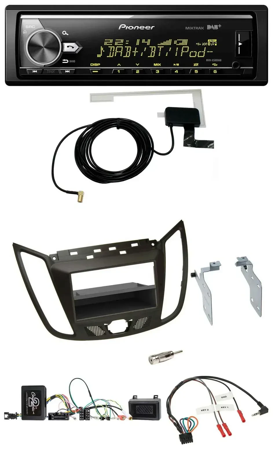 Автомагнитола Pioneer Bluetooth DAB USB для Ford C‑Max/Kuga коричневый