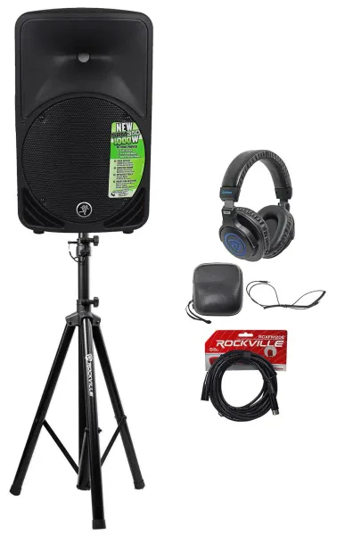 Mackie SRM350V3 SRM350-V3 1000w 10" Powered PA Speaker, w/DSP+Headphones+Stand