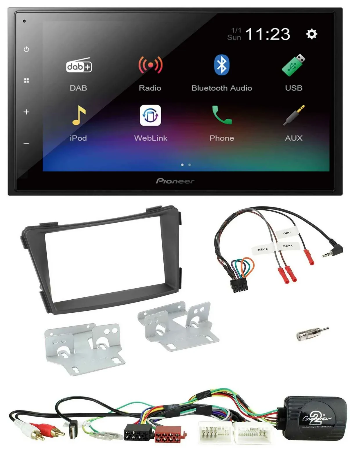 Автомагнитола для Hyundai i40 (2011–2019) Pioneer 2-DIN, Bluetooth, DAB, USB, AUX, поддержка кнопок на руле