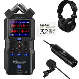 Zoom Zoom H4essential 4-Track 32-Bit Float Handy Recorder Bundle with HA-OML-XLR