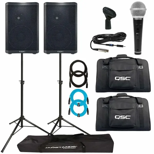 QSC CP8 CP Series 8" Powered Speakers with Vocal Microphone