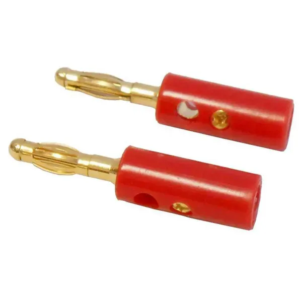 Audio 2000s ACC3169A-P Premium Banana Plug, Gold-Plated, Black and Red, 2-Pack