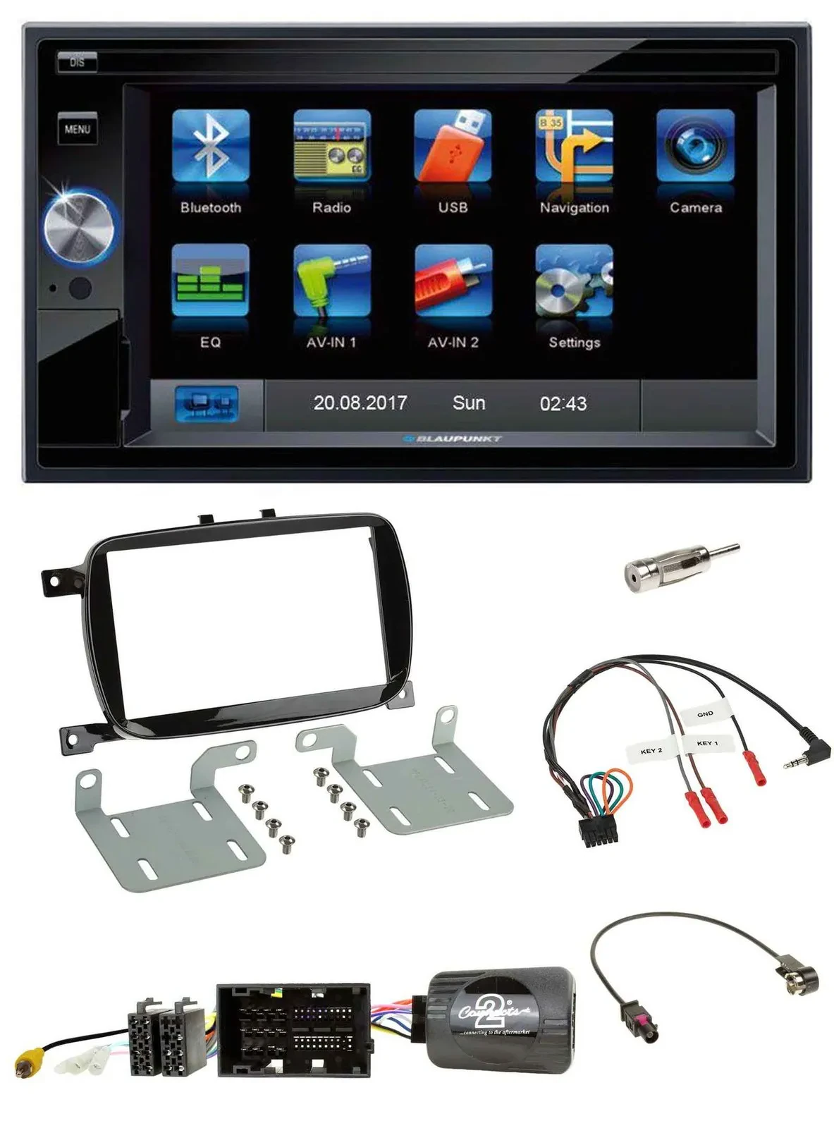 Blaupunkt Lenkrad USB Bluetooth TMC 2DIN Navigation für 500 X ab 2016 Facelift P