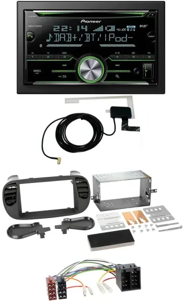 Pioneer CD USB MP3 Bluetooth 2DIN DAB Autoradio für Fiat 500 bis 2012 schwarz so