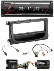 Автомагнитола Kenwood Bluetooth, USB, DAB для Ford C-Max/Galaxy/Focus (с 2007), совместимая с управлением на руле