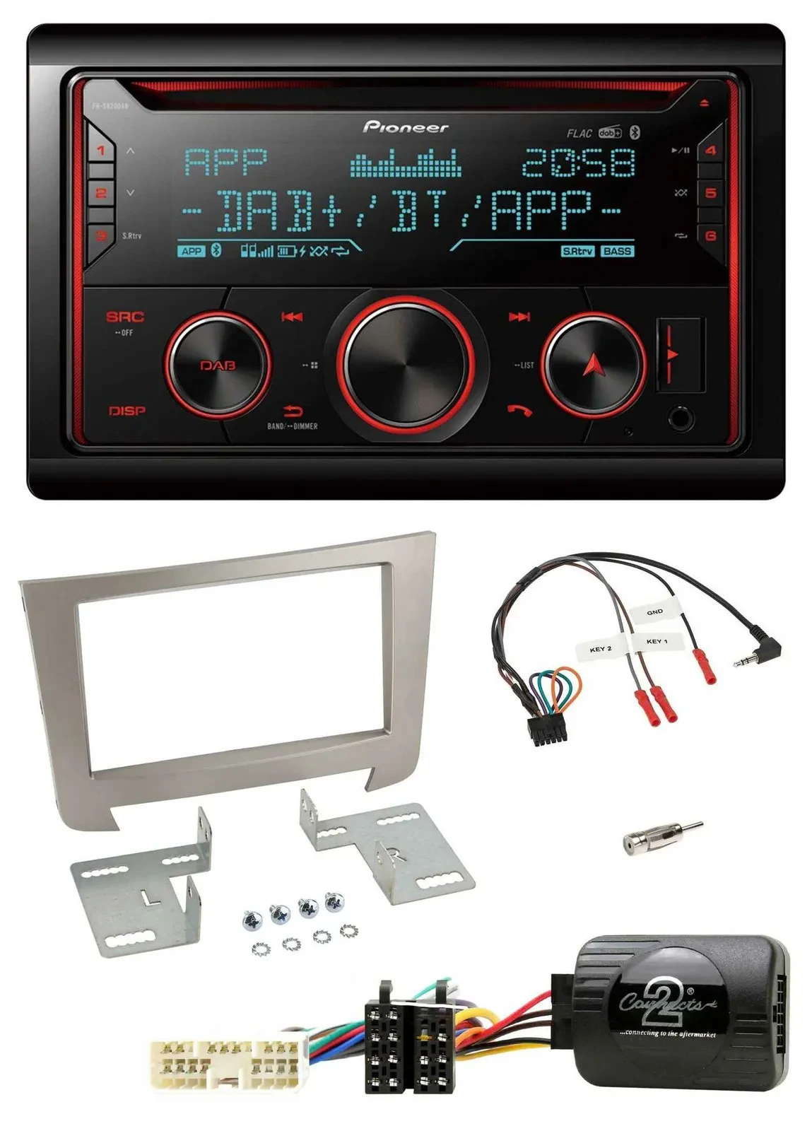 Pioneer 2DIN DAB Lenkrad Bluetooth USB CD Autoradio für SSangYong Rexton Telefon