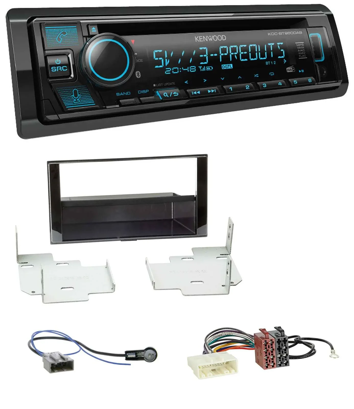 Kenwood Bluetooth USB CD MP3 DAB Autoradio für Nissan Micra (2013-2017) piano
