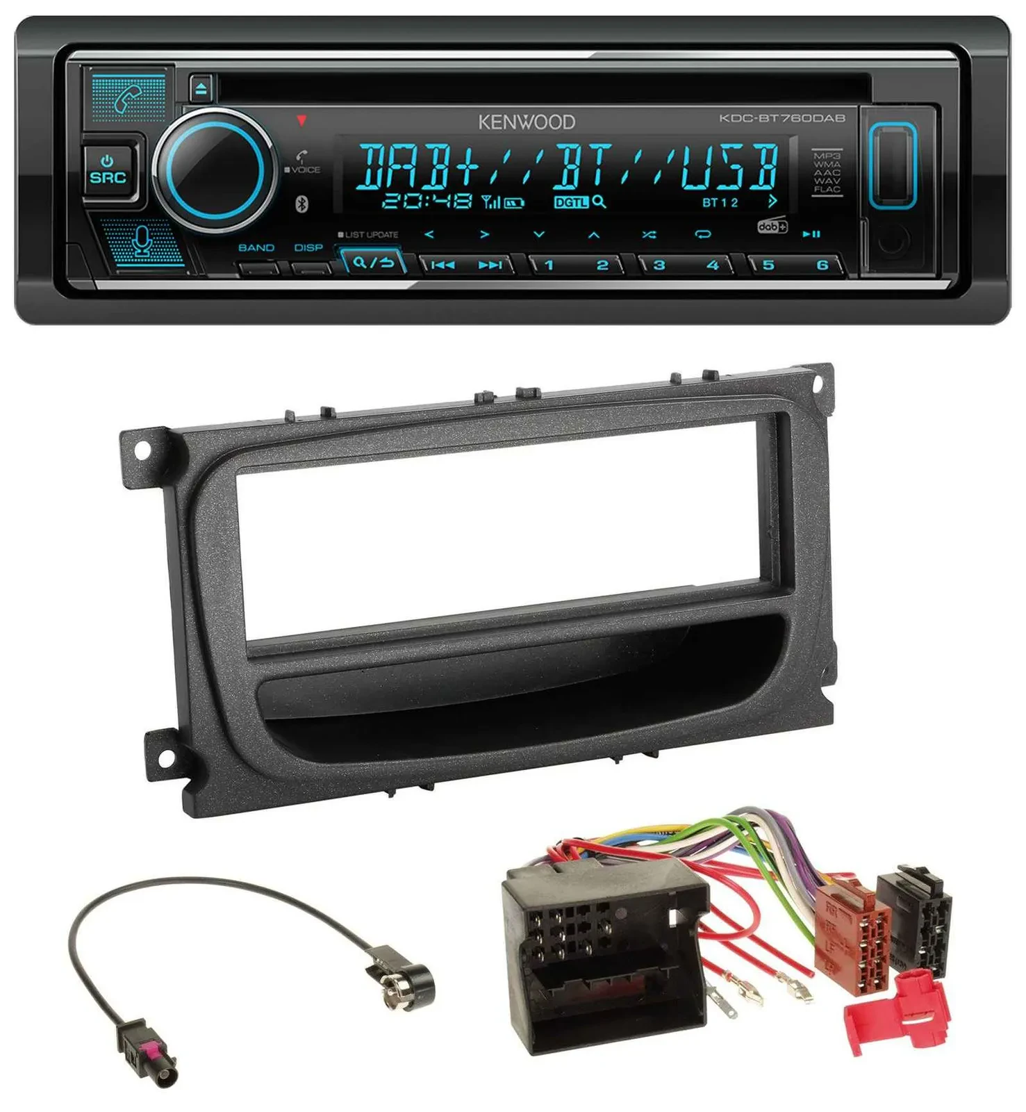 Kenwood MP3 Bluetooth DAB USB CD Autoradio für Ford Mondeo S-Max 07-14 Ablagefac