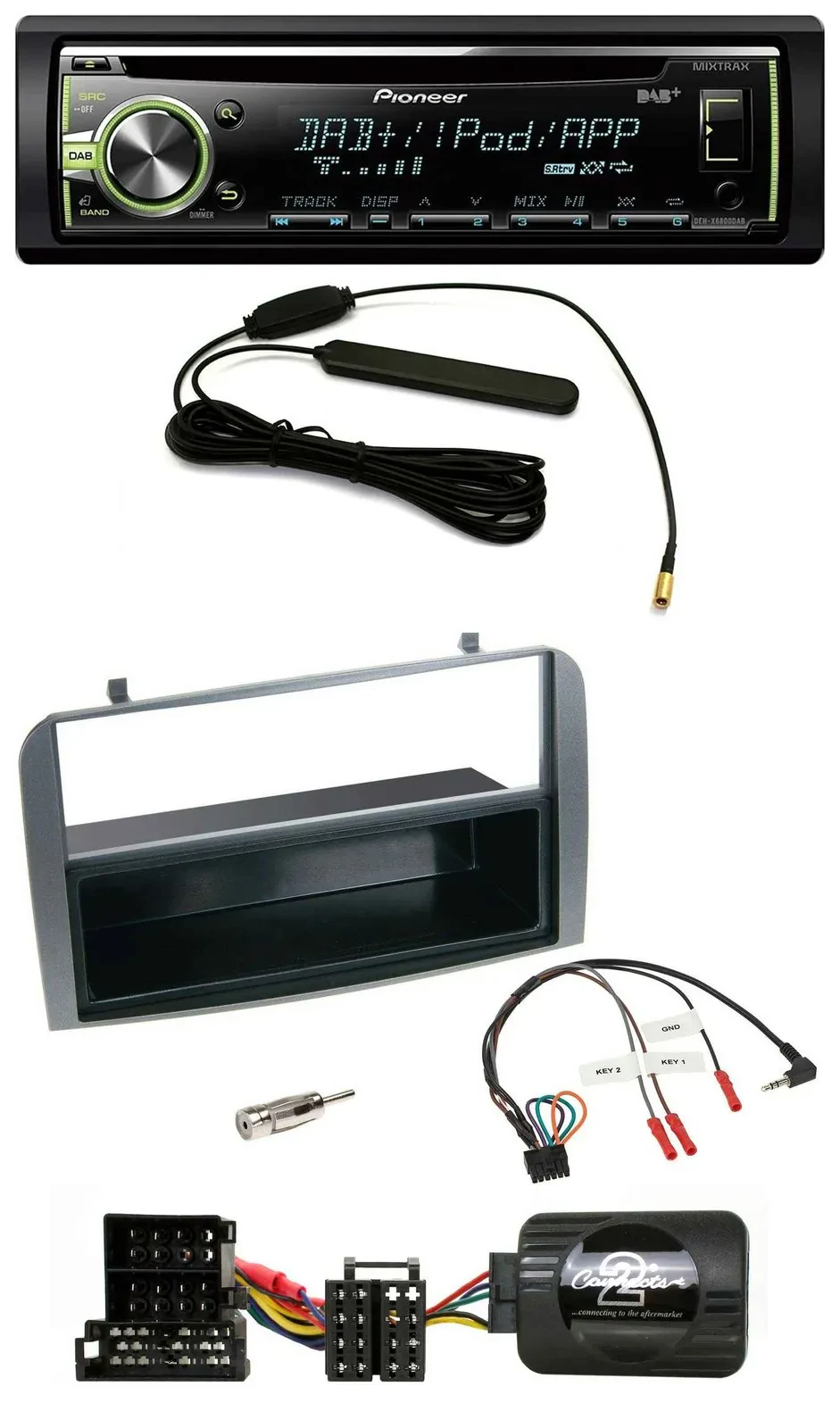 Pioneer MP3 USB CD DAB Lenkrad Autoradio für Alfa 147 GT anthrazit Ablage